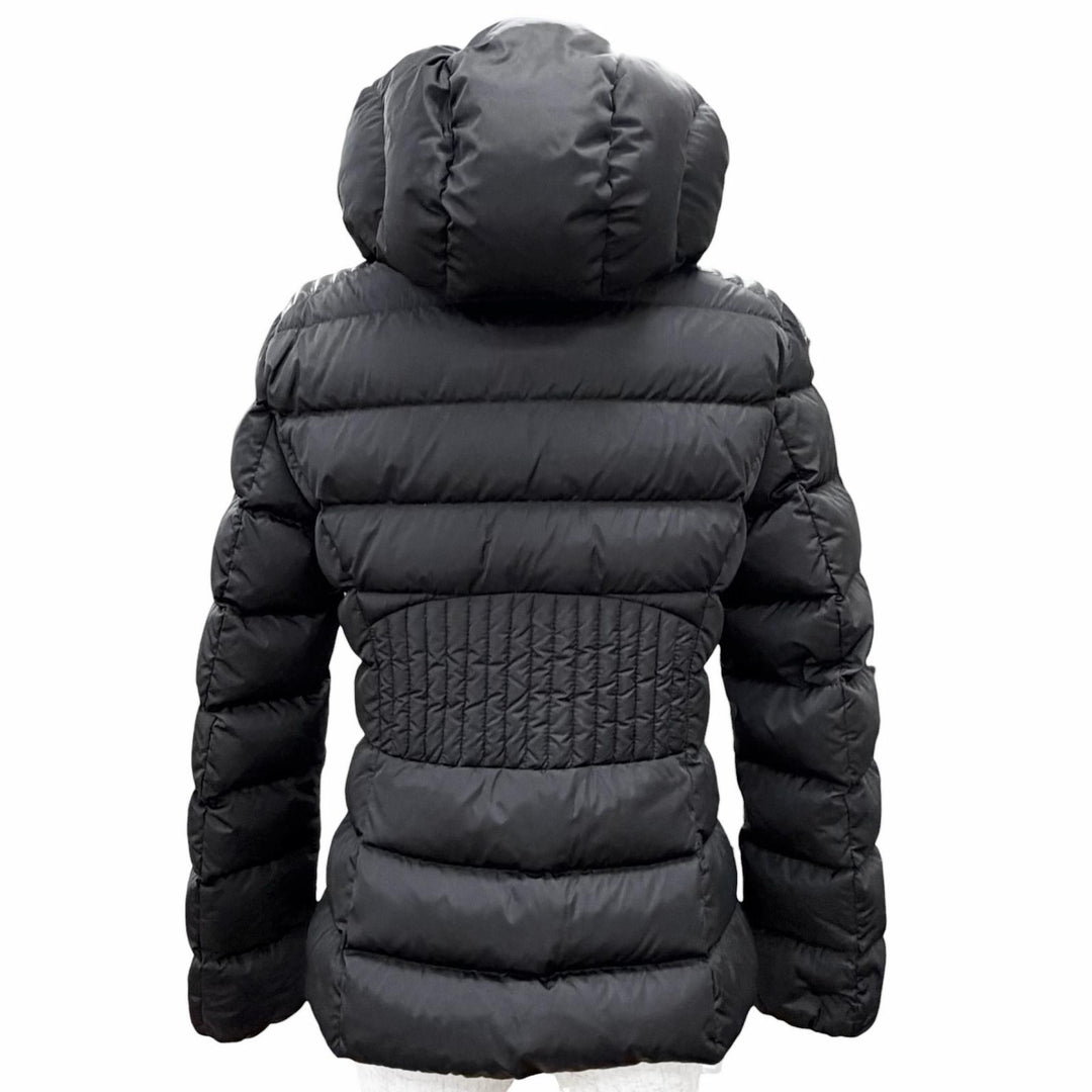 Great MONCLER Down jacket TETRA Logo patch, hooded, leather trim. black Nylon 1