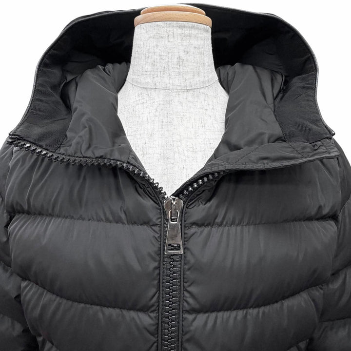 Great MONCLER Down jacket TETRA Logo patch, hooded, leather trim. black Nylon 1