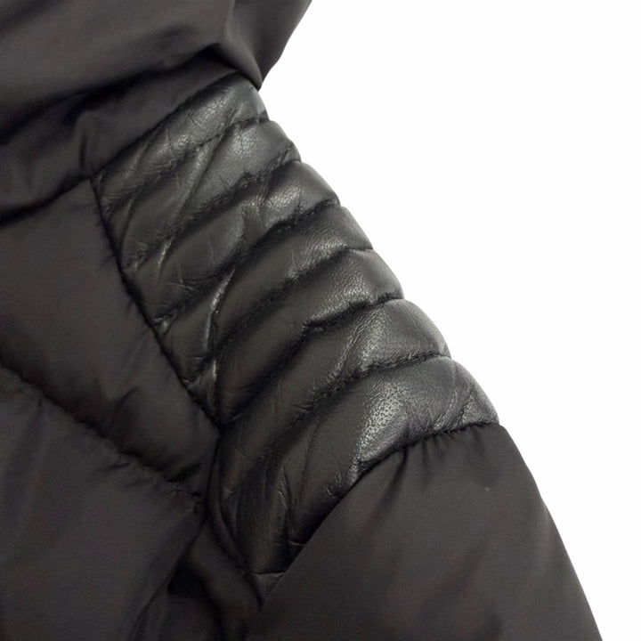 Great MONCLER Down jacket TETRA Logo patch, hooded, leather trim. black Nylon 1