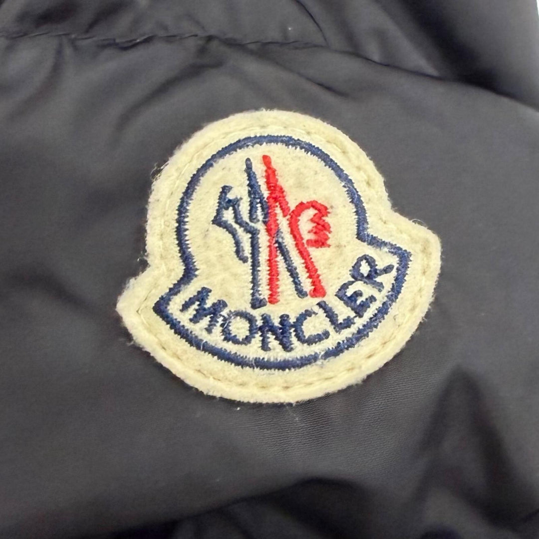 Great MONCLER Down jacket TETRA Logo patch, hooded, leather trim. black Nylon 1