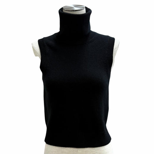 Excellent CELINE knit Triomphe embroidered sleeveless top cashmere S 2ADRT977V