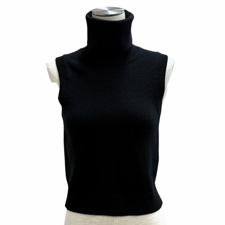 Excellent CELINE knit Triomphe embroidered sleeveless top cashmere S 2ADRT977V