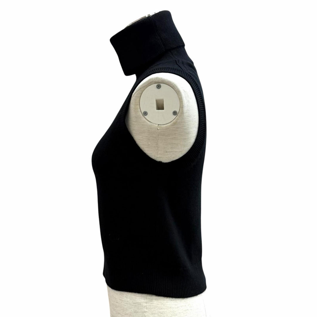 Excellent CELINE knit Triomphe embroidered sleeveless top cashmere S 2ADRT977V