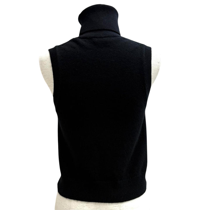 Excellent CELINE knit Triomphe embroidered sleeveless top cashmere S 2ADRT977V
