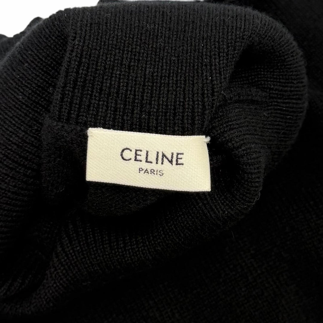 Excellent CELINE knit Triomphe embroidered sleeveless top cashmere S 2ADRT977V