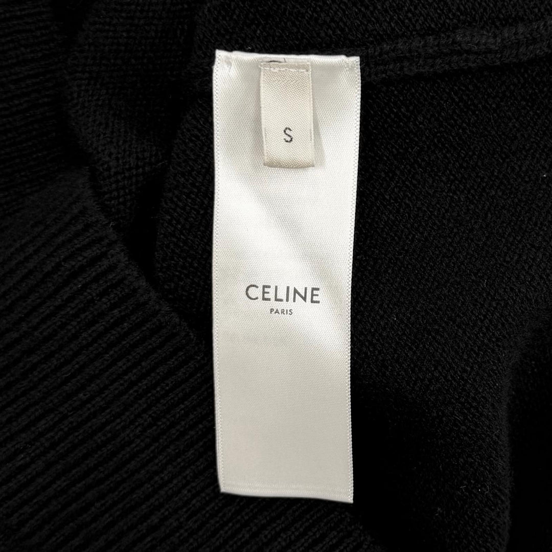 Excellent CELINE knit Triomphe embroidered sleeveless top cashmere S 2ADRT977V