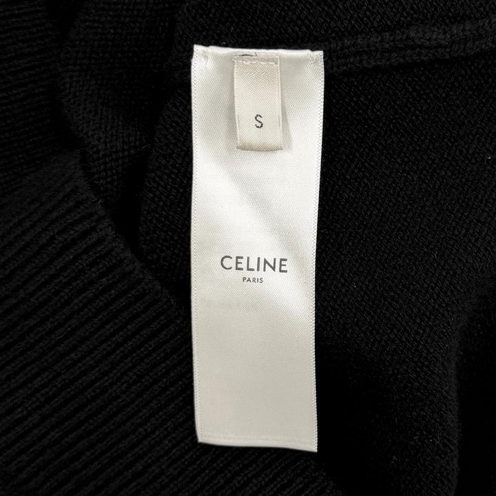 Excellent CELINE knit Triomphe embroidered sleeveless top cashmere S 2ADRT977V