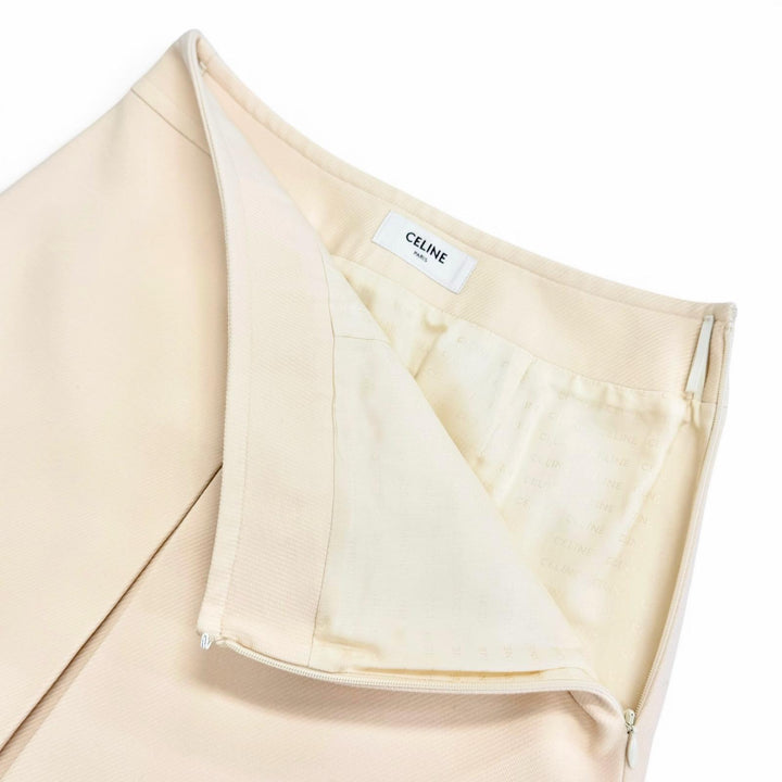 Pristine CELINE Mini skirt trapeze mini skirt cream wool Women 36 2J8330794