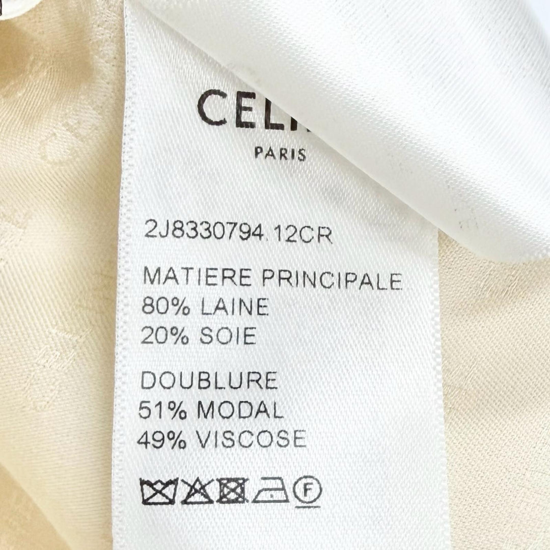 Pristine CELINE Mini skirt trapeze mini skirt cream wool Women 36 2J8330794