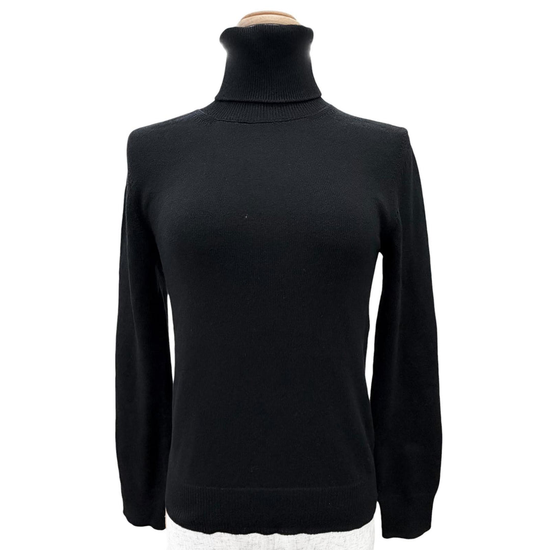Great CELINE Triomphe embroidered turtleneck knit black cashmere XS 2AE27317T