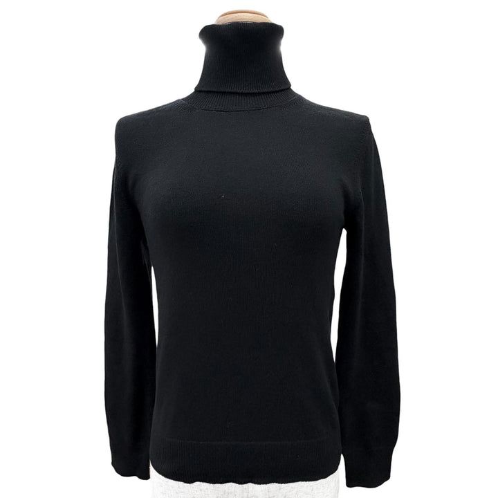 Great CELINE Triomphe embroidered turtleneck knit black cashmere XS 2AE27317T