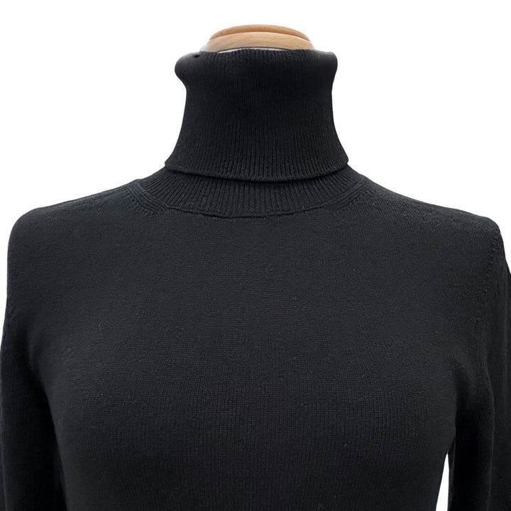 Great CELINE Triomphe embroidered turtleneck knit black cashmere XS 2AE27317T