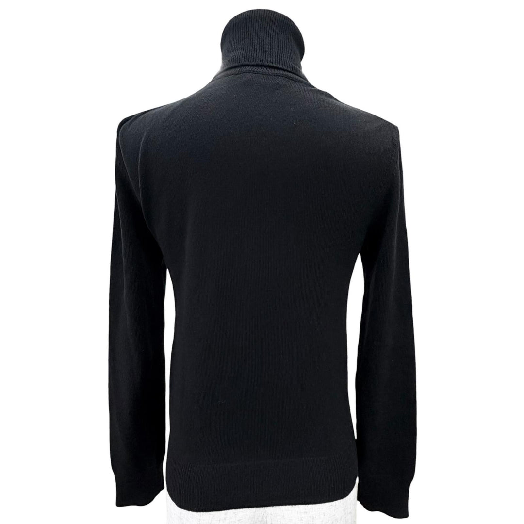 Great CELINE Triomphe embroidered turtleneck knit black cashmere XS 2AE27317T