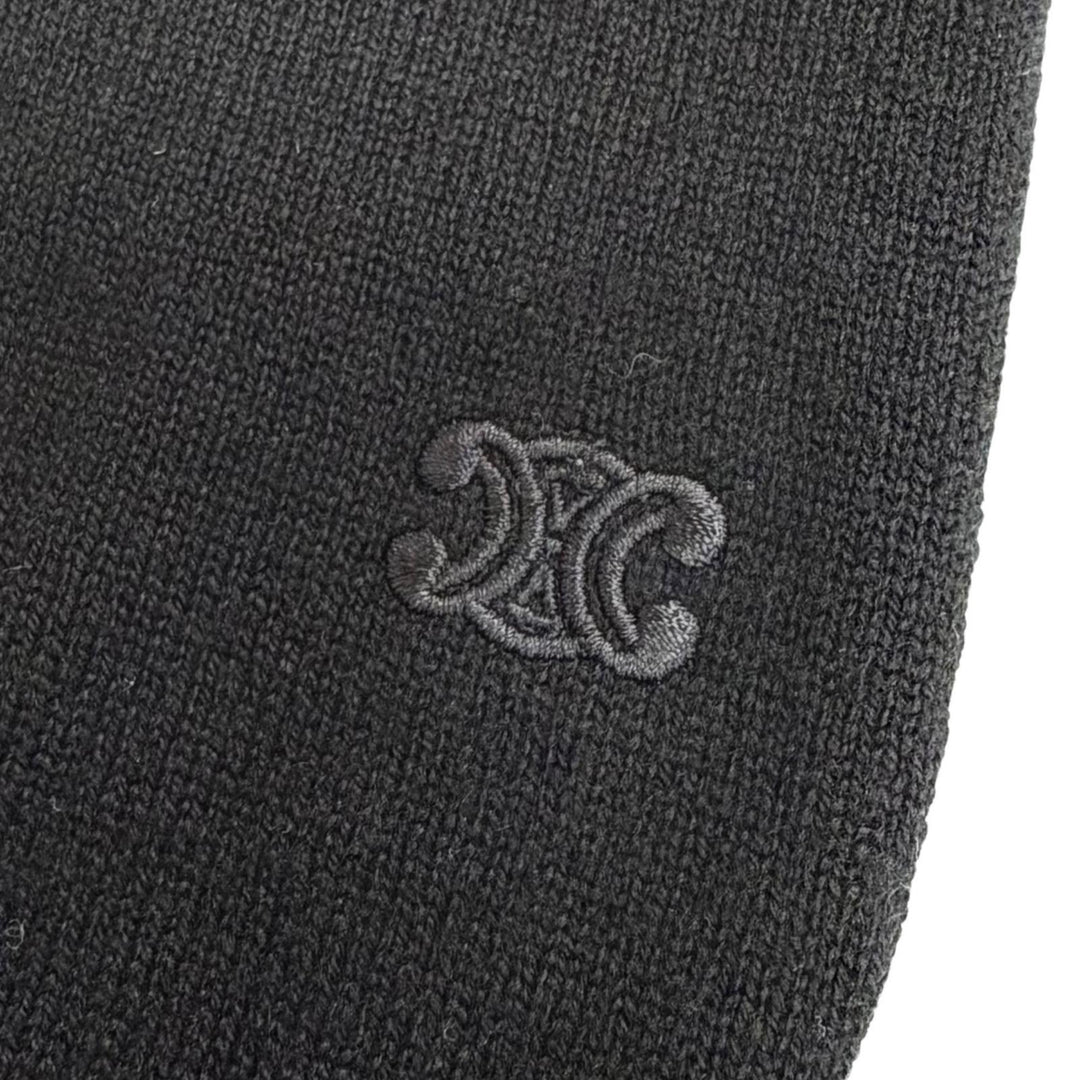 Great CELINE Triomphe embroidered turtleneck knit black cashmere XS 2AE27317T