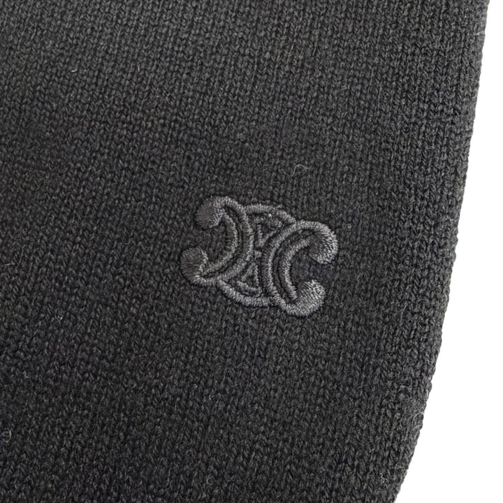 Great CELINE Triomphe embroidered turtleneck knit black cashmere XS 2AE27317T