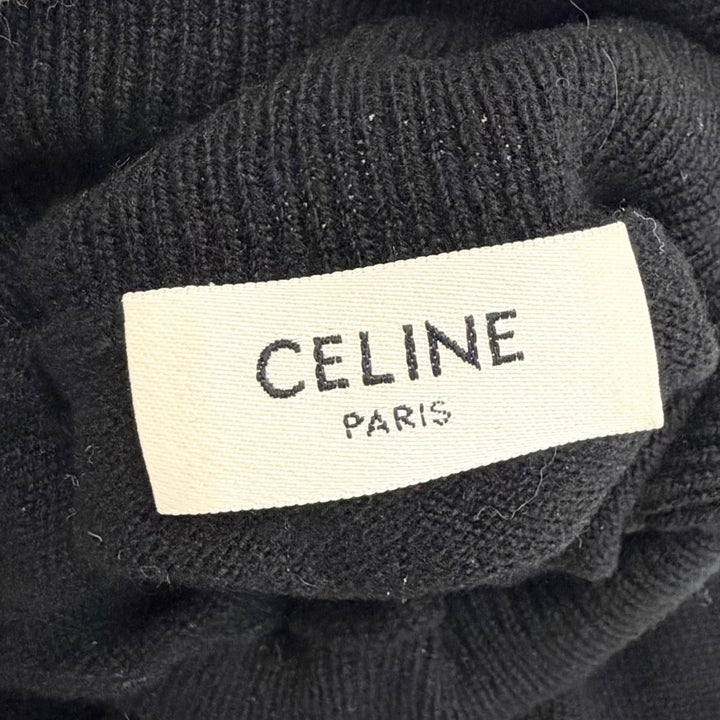 Great CELINE Triomphe embroidered turtleneck knit black cashmere XS 2AE27317T