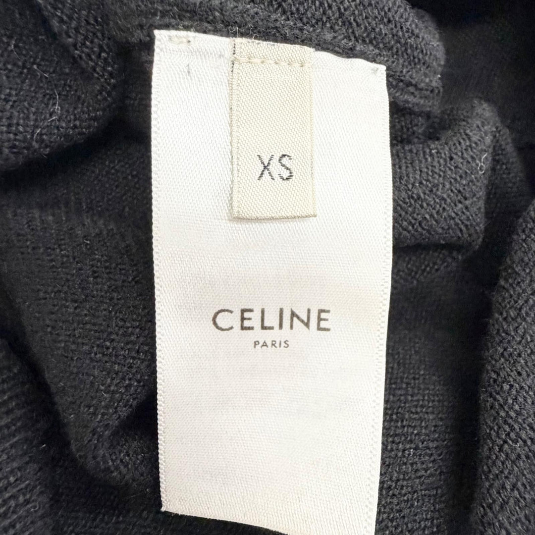 Great CELINE Triomphe embroidered turtleneck knit black cashmere XS 2AE27317T