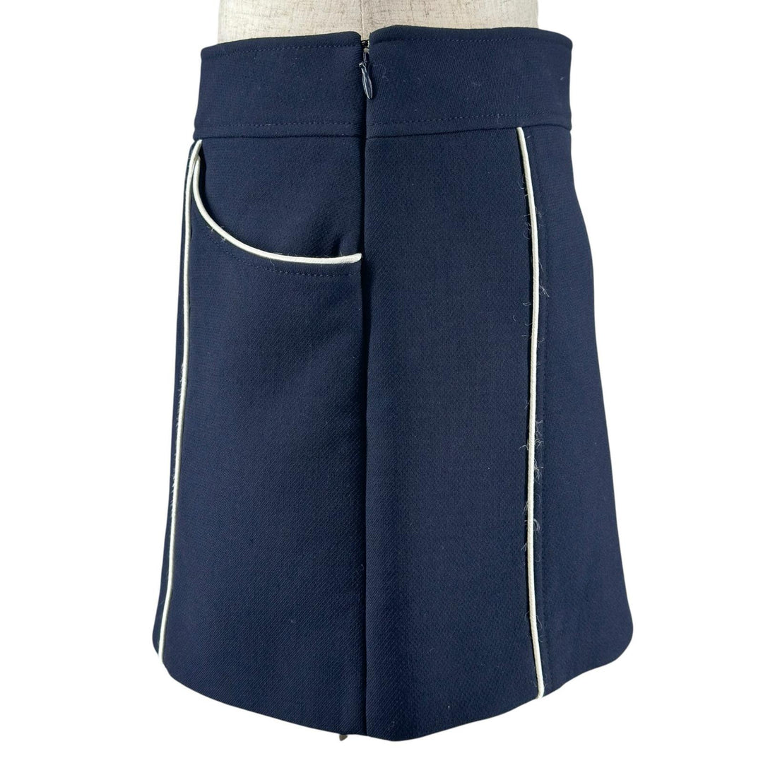 Great CELINE skirt Piping Trapeze Mini Navy wool Women 34 2J765649Y