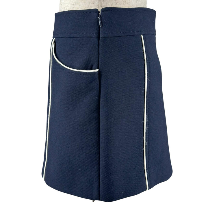 Great CELINE skirt Piping Trapeze Mini Navy wool Women 34 2J765649Y