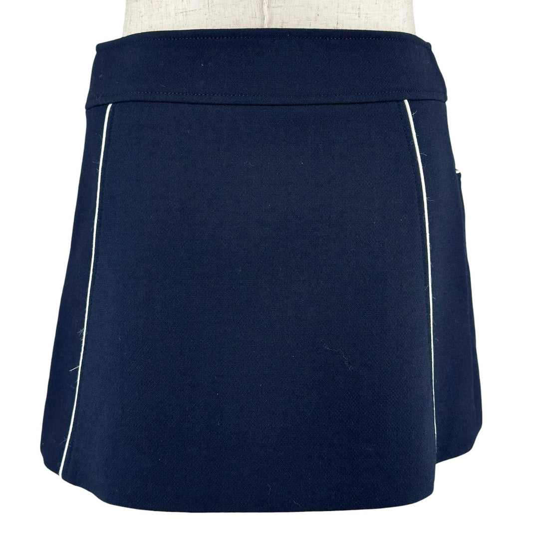 Great CELINE skirt Piping Trapeze Mini Navy wool Women 34 2J765649Y