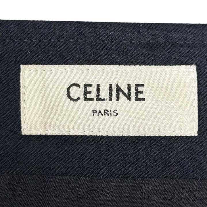 Great CELINE skirt Piping Trapeze Mini Navy wool Women 34 2J765649Y