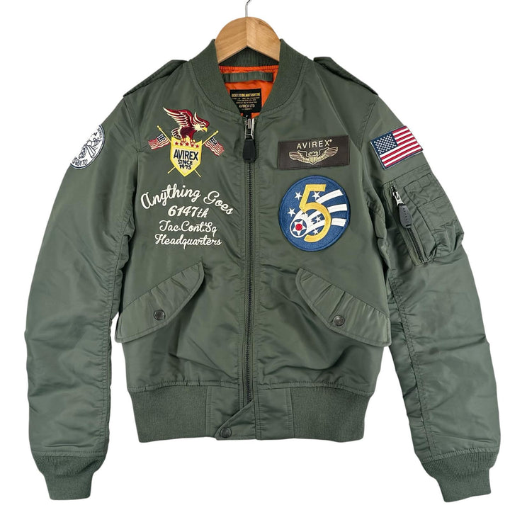 Pristine AVIREX Blouson L-2 5th AIR FORCE 5th Air Force MA-1 Flight Jacket khaki