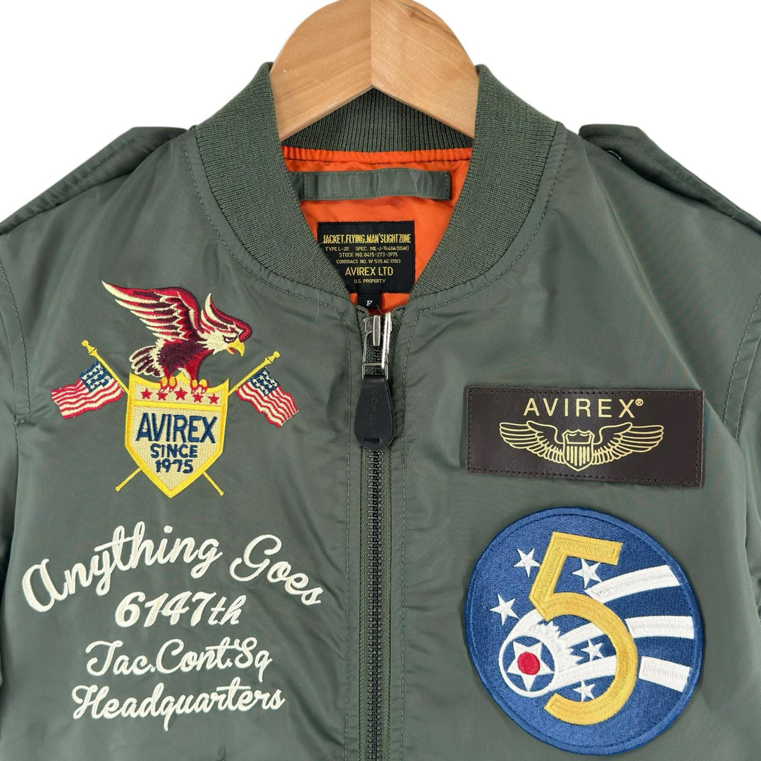 Pristine AVIREX Blouson L-2 5th AIR FORCE 5th Air Force MA-1 Flight Jacket khaki