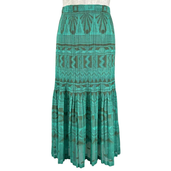 Excellent PLEATS PLEASE skirt Geometric Jacquard green polyester Women 1