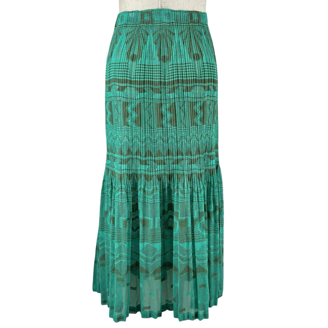 Excellent PLEATS PLEASE skirt Geometric Jacquard green polyester Women 1