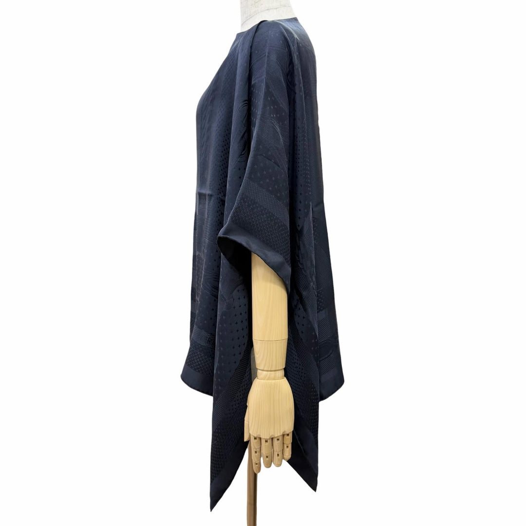 Pristine HERMES poncho Dossard Coaching Jacquard woven shoulder shawl silk