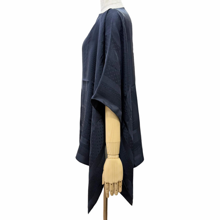 Pristine HERMES poncho Dossard Coaching Jacquard woven shoulder shawl silk