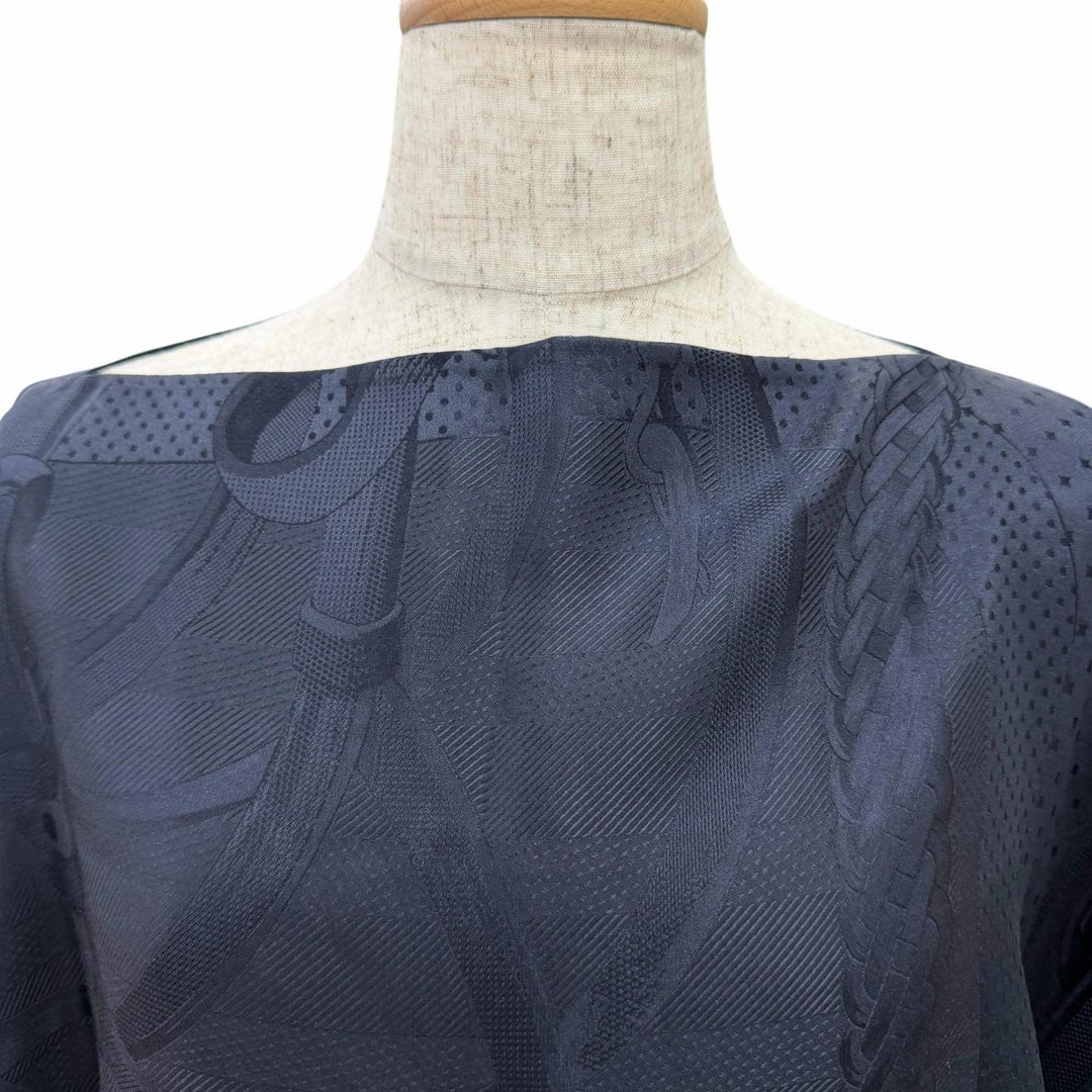 Pristine HERMES poncho Dossard Coaching Jacquard woven shoulder shawl silk
