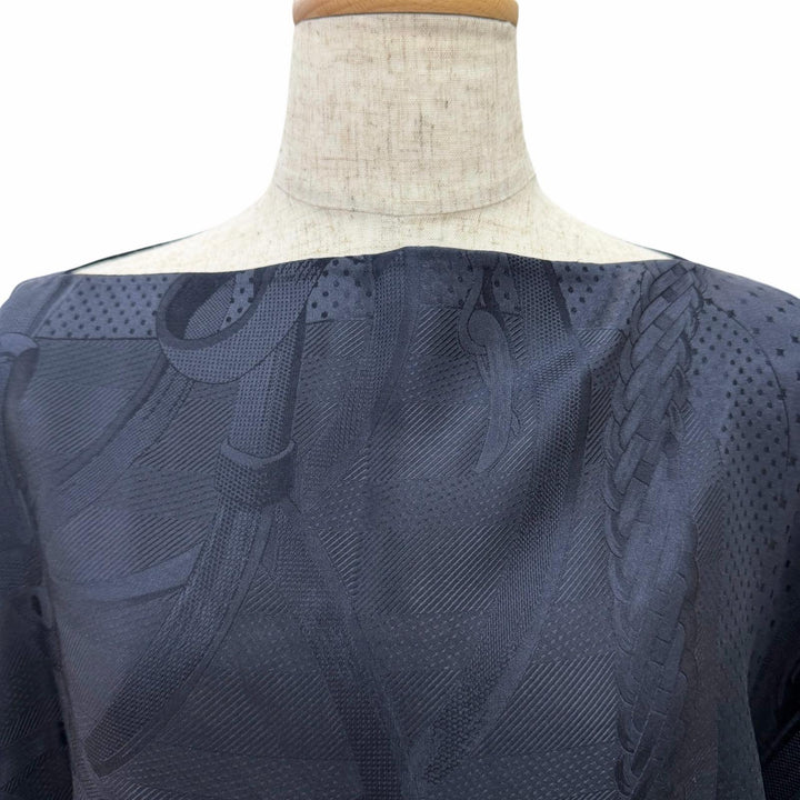 Pristine HERMES poncho Dossard Coaching Jacquard woven shoulder shawl silk