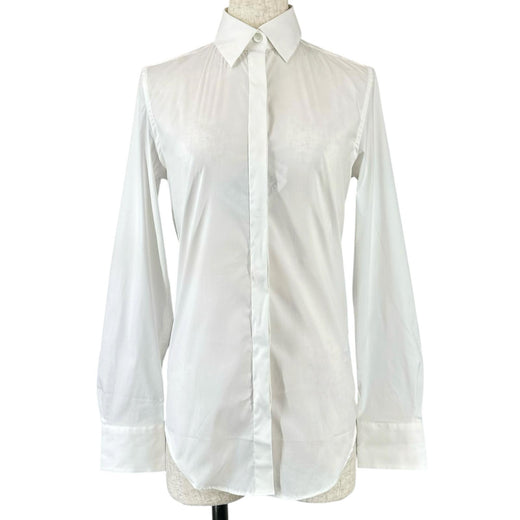 Great LOEWE Long sleeve shirt Fly-front dress shirt white cotton Women 34