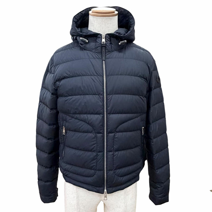Great MONCLER Down jacket SESTRIERE Logo leather patch, hooded short Navy 0