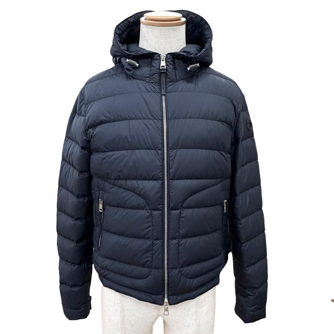 Great MONCLER Down jacket SESTRIERE Logo leather patch, hooded short Navy 0