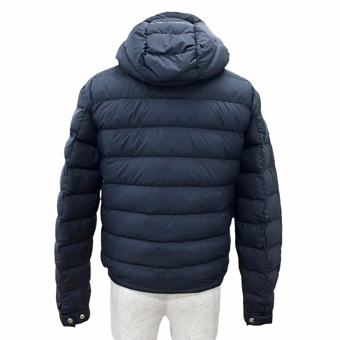 Great MONCLER Down jacket SESTRIERE Logo leather patch, hooded short Navy 0