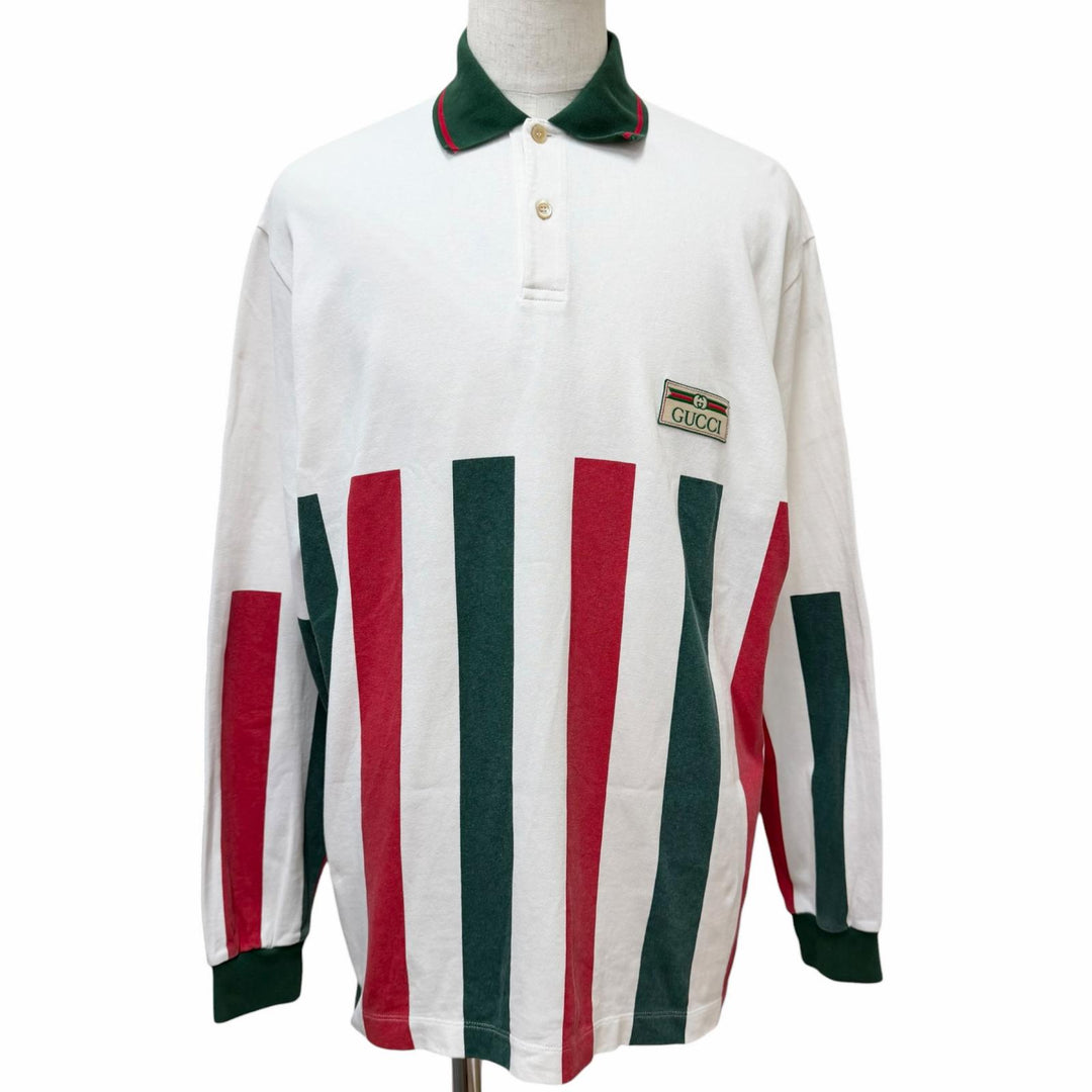 Discounted Great GUCCI Long sleeve polo shirt Web Stripe Long Sleeve white