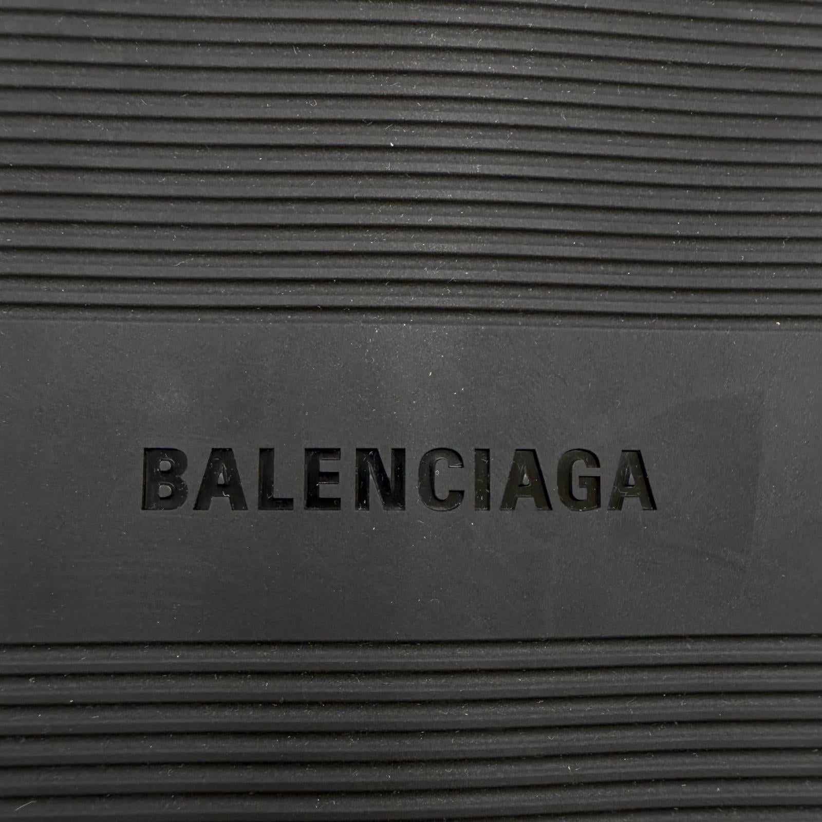 Pristine BALENCIAGA Sandals SUNSET FLAT BB black leather mens 42
