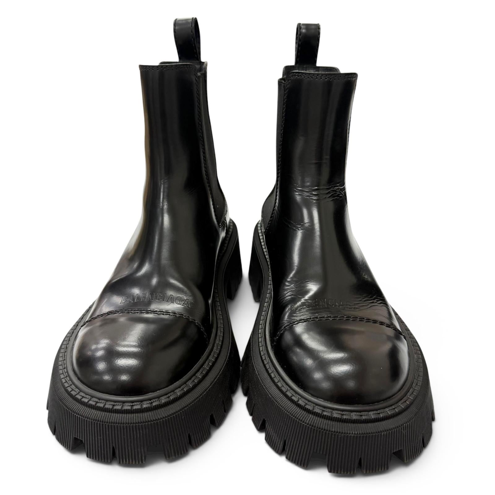 Great BALENCIAGA boots TRACTOR BOOTIE Side Gore black leather