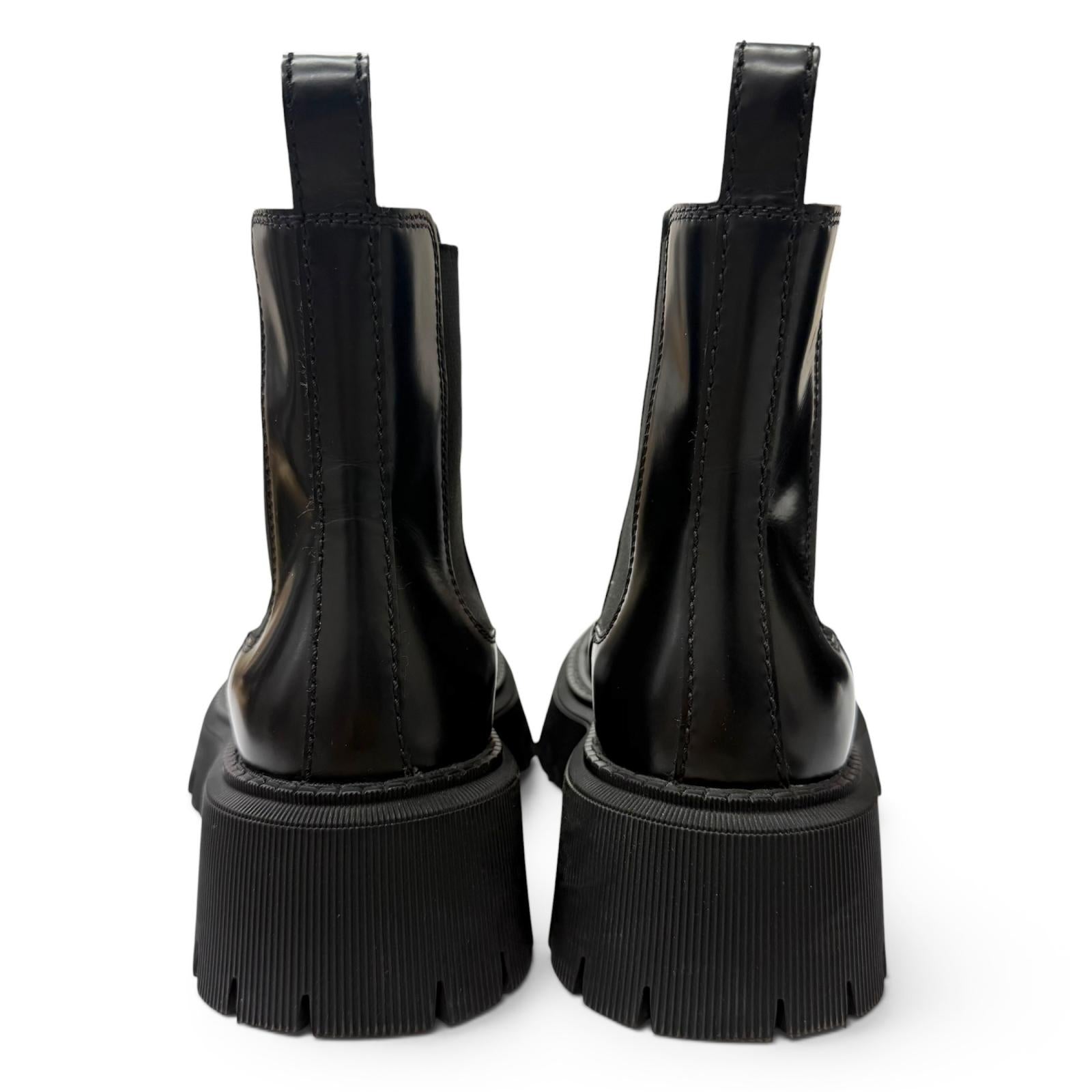Great BALENCIAGA boots TRACTOR BOOTIE Side Gore black leather