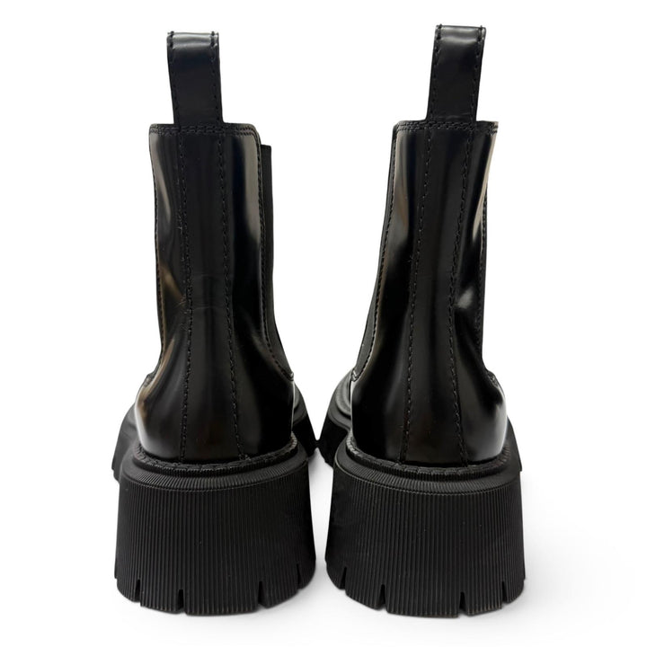 Great BALENCIAGA boots TRACTOR BOOTIE Side Gore black leather Women