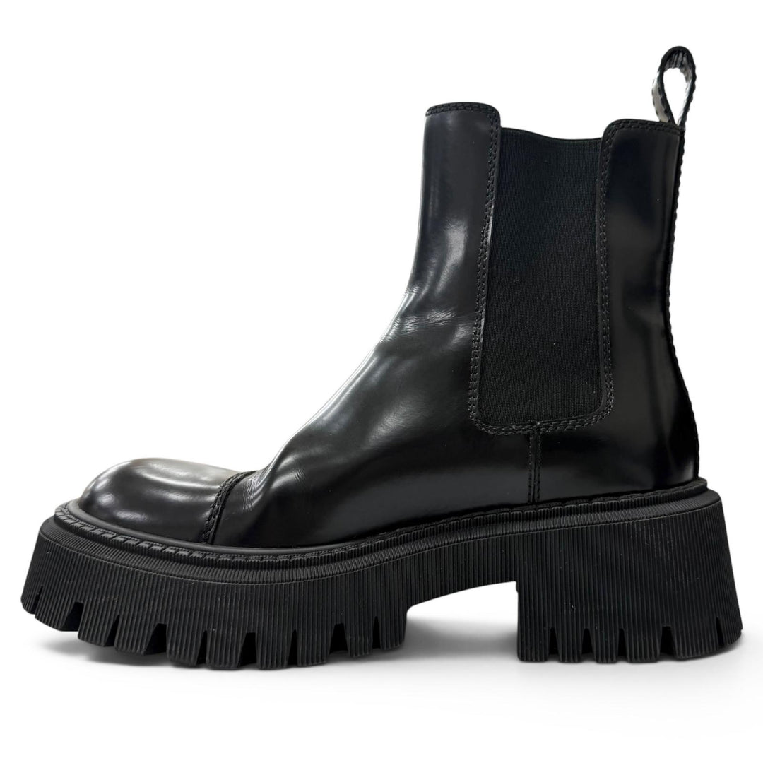 Great BALENCIAGA boots TRACTOR BOOTIE Side Gore black leather Women