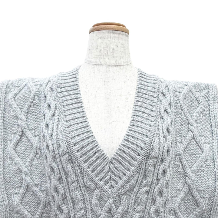 Excellent Maison Margiela1 Icon Stitch V-Neck Cable Knit Poncho Vest S S51TH0085