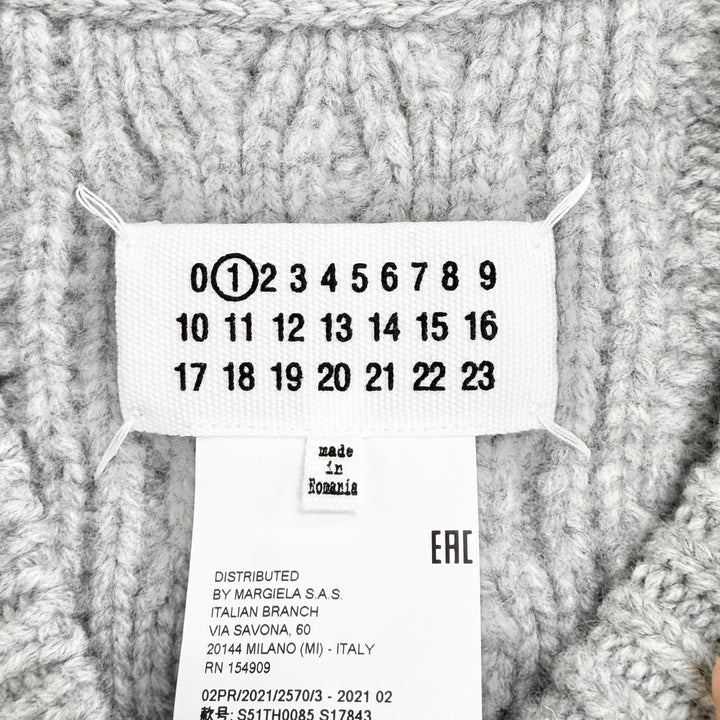 Excellent Maison Margiela1 Icon Stitch V-Neck Cable Knit Poncho Vest S S51TH0085