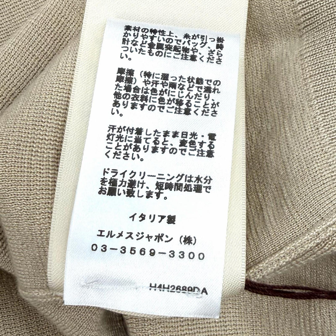 Pristine HERMES Short sleeve knit Bookplate beige cashmere Women 38 4H2689DA