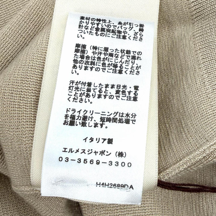 Pristine HERMES Short sleeve knit Bookplate beige cashmere Women 38 4H2689DA