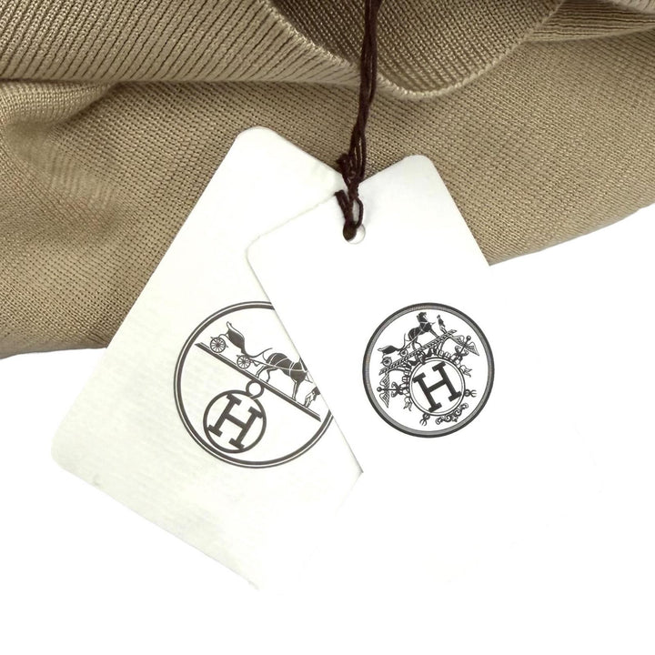 Pristine HERMES Short sleeve knit Bookplate beige cashmere Women 38 4H2689DA