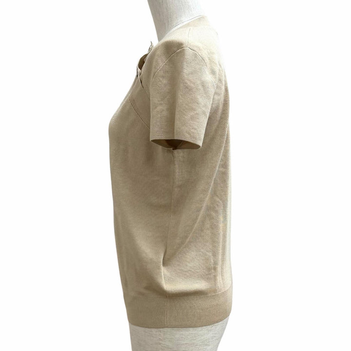 Pristine HERMES Short sleeve knit Bookplate beige cashmere Women 38 4H2689DA