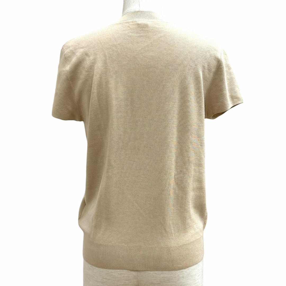 Pristine HERMES Short sleeve knit Bookplate beige cashmere Women 38 4H2689DA